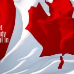 Canada flag background with text: How to Get Canada Study Visa Approval in Punjab - Skybird International